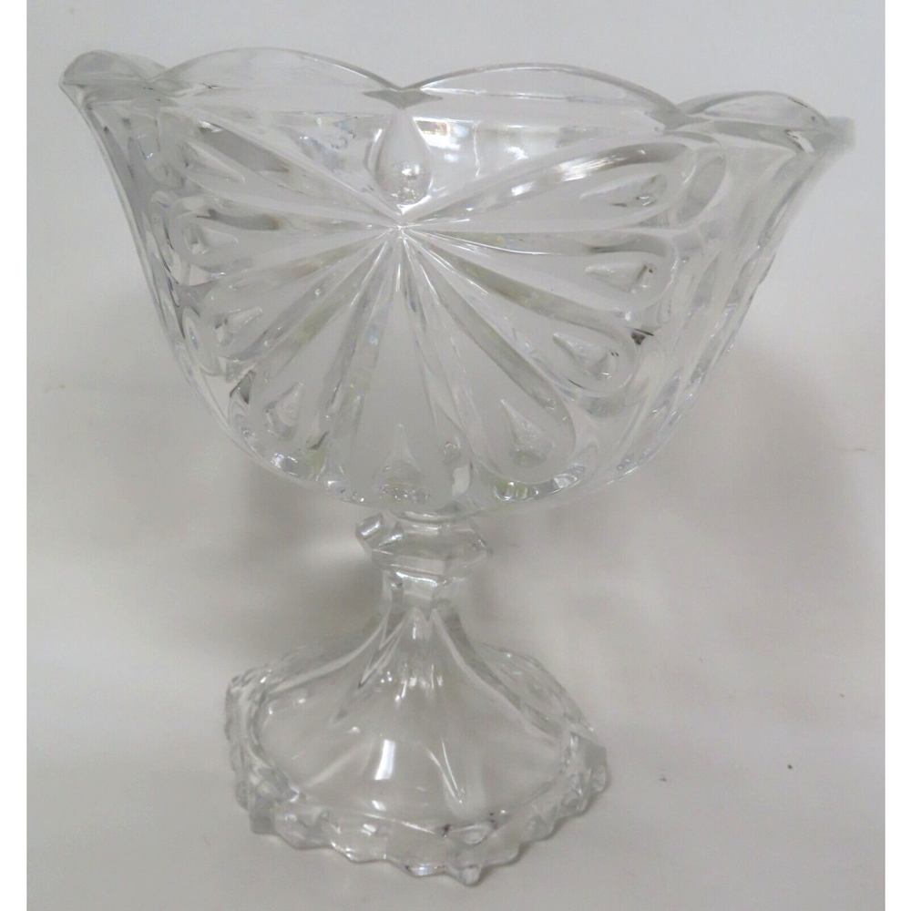Vintage Artmark Heavy Compote Footed 6" Etched Design Pedestal